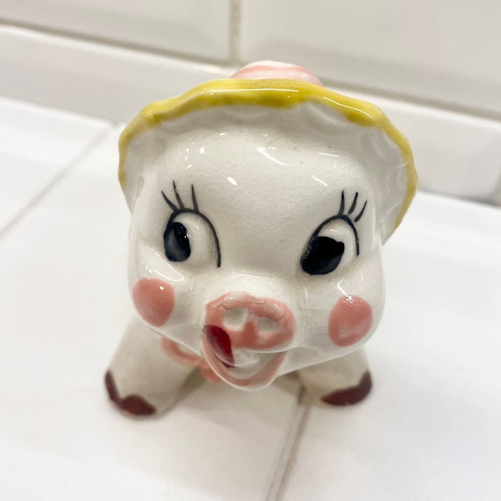 Vintage Anthropomorphic Piggy Planter, Made in Japan, Tiny Succulent Planter - Picture 8 of 11